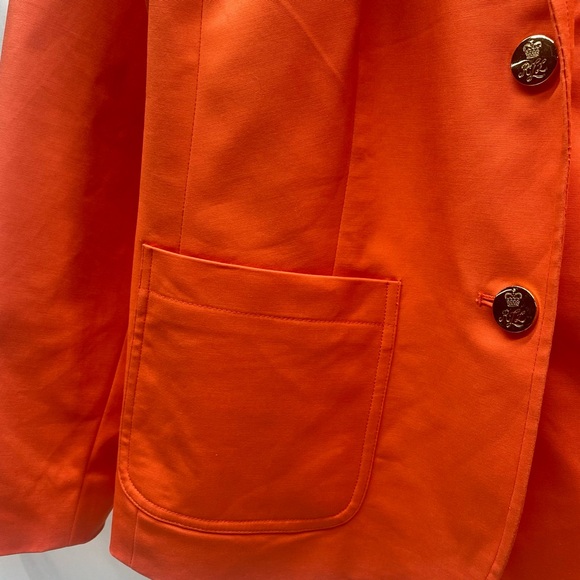Ralph Lauren Orange Blazer Tailored Suit Jacket W 20W Gold Buttons Pockets - Picture 7 of 15